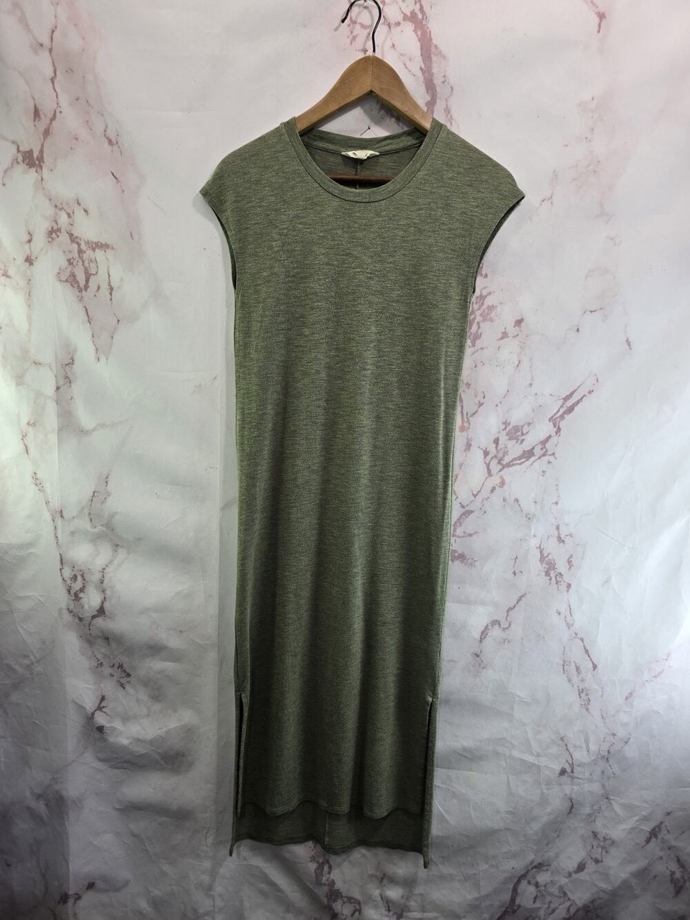 Madewell Dress Womens XXS Green Muscle Midi Tee Viscose Crew Neck